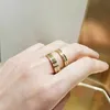 Love Ring Three-Color Full Diamond Trend New Personality Fashion Titanium Steel 18K Gold Girl Couple Gift Fashionista Social Gathe231E