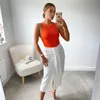 Eleganta kvinnor Solid Split Summer Midi Skirt Vintage Chic med Knut Wrap Hög midja Fram Slit Kvinna Streetwear 210521