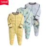 born Infant Baby Jungen Mädchen Strampler Baumwolle Langarm Pyjama Overall Kleinkind Kleidung Outfits 3 Teile/los 211011