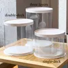 Gift Wrap Round Cake Box Dubbelskikt Plast Transparenta förpackningslådor efterrätt Case Clear Candy Ribbons Blackgift