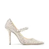 Nieuwe 23ss Dames Bruiloft Jurk Schoen Bruid pumps luxe designer schoenen modemerk Platinum Glitter Pumps met Crystal Dames Jurk Schoen