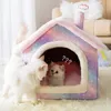 Winter Dog Bed Pet House Warm Enclosed Cat Cave Tent Condo with Washable Cushion for Small Medium Cats Kittens Puppy 220221