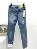 Designer Modern Mens Jeans Fashion Character Slim Style Leisure Stripes Mans Summer Regular Midweight Washed Solid Motor Bike Pants312T