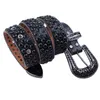 2021 Fashion Black Belt For Men Rhinestone Studded Belt Luxe Women Diamond Leather Strap Designer Waistband Cinto Luxo Masculino AA220312