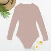 빈티지 편지 수 놓은 T 셔츠 Leotards Womens Long Sleeve Playsuit 섹시한 Tulle Leotard Shirt 원피스 비치웨어