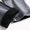 Jeans pour hommes hommes stretch mince noir petits pieds tendance marque de haute qualité pantalon de moto plissé292l