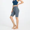 Sommarleggings kvinnor shorts kvinnor yoga byxor fitness sport tights fickor med hög midje slips färgämne naken höfter fempunkt