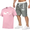 망 편지 인쇄 Tracksuits 여름 패션 트렌드 짧은 소매 티셔츠 반바지 체육관 2 조각 세트 디자이너 남성 브랜드 피트니스 정장 크기