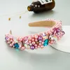 Luxo Barroco Rhinestone Folhody Headband para Mulheres Brilhantes Full Ab Crystal Handmade Handmade Habitação Head Bezel Wrap Acessórios de cabelo X0722