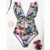 Wzburzyć Kobiety Sexy Jeden Kawałki Kąpiel Swimsuit Swimwear Kobieta Wysoki Cięta Brazylijski Bather Monokini Kostium Kąpielowy Beachwear 210611