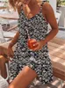 Sexy Spaghetti Strap Leopard Drukuj Plaża Mini Kobieta Sukienka Lato Luźne Dorywczo Boho Dresses Dla Kobiet Plus Rozmiar Femme Robe 210623