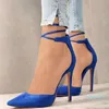 Sexy pompes bout pointu dames chaussures minces talons hauts à lacets femmes talon aiguille pompes mariage piste sandales femme chaussures