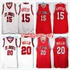 Ron Artest # 15 Maillot de basket-ball Chris Mullin # 20 Walter Berry # 21 St. John's Retro Hommes cousus avec numéro personnalisé et nom