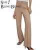 SheBlingBling ZA femmes pantalon Traf décontracté taille haute Chic bureau dames femme élégant Beige droit costume pantalon pantalon 211216