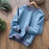 Children's clothing boys autumn striped tops students long-sleeved t-shirts sweatshirt spring and trendy P4761 211029