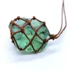 Oregelbundna naturliga kristallsten rep flätade handgjorda hängande halsband med kedja för kvinnor män dekor smycken
