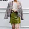 Za Autumn Winter Tweed Coat Fashion Women's Small Fragrance O-Neck Long Sleeve Wool Coat Vintage Cardigan Short woolen Jacket 210510