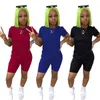 Plus Size Women Sports Tracksuits Shorts Två Piece Sets Casual Running Passar Sommar Kläder Kortärmad T-shirts + Mini Byxor Jogger Suit S-2XL 4652