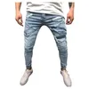 Mäns Jeans 2022 Sommar pendling Kontorsbyxor Mens Casual Fitness Bodybuilding Pocket Hud Full längd Sport Denim Byxor