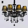 Chandeliers 6/8/10 Modern Black Glass Fabric Shade K9 Crystal Chandelier Light Fixture Luxury LED Candle Hanging Lamp Luminaria Lustre Avize