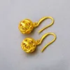 Hollow Ball Beads Leaf Design Dangle Earrings Women 18k Yellow Gold Filled Classic Exqusitive Jewelry Gift