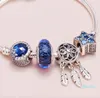 925 Sterling Silver Beads Fit Original Charm Bracelet Sea Blue Zircon Stars Snowflake silver 925 Fashion Jewelry4288129