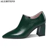 ALLBITEFO haute qualité en cuir véritable + peau de serpent marque talons hauts femmes chaussures talons épais femmes talons chaussures chaussures à talons hauts 210611