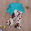 6M-5Y Otoño Primavera Niño Bebé Niño Niñas Ropa Conjunto Dibujos animados Manga larga Tops Pantalones Flare Trajes Disfraces para niños 210515