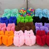 Pluche teddybeer huis slippers bruine vrouwen huis indoor zachte anti-slip faux vacht schattige pluizige huizen slippers vrouwen winter warme schoen y0902