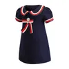 Kids Baby Meisjes Korte Mouw Strik Party Jurk Prinses T-shirt Mini Jurken Pearl Rhinestone Summer Clothes Sundress Q0716