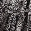 Spring Women Leopard Print Sashes Midi Shirt Klänning Kvinna Långärmad Kläder Casual Lady Loose Vestido D7132 210430