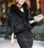 Manteau châle en fourrure de vison tricoté naturel véritable avec col en fourrure veste en tricot de mode féminine cape 211019