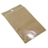 1000Pcs Brown Kraft Paper Clear Plastic with Hang Hole Zipper Lock Package Bag Heat Seal Recyclable Zipper Cookies Food Storage Bag