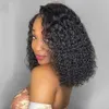 4x4 Lace Closure Human Hair Wigs 150% Natural Color Brazilian Curly Short Bob African American Wig