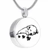 Unisex Stainless Steel PetDogCat Jewelry Print Cremation Ashes Holder Pet Memorial Urn Necklace For Memory Pendant Necklaces1257423