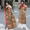 Kvinnors Vinterjacka Kvinnor Parkas Tjockt Bomull Varmtrock Koreanska Streetwear Hoodies Lång svart jacka för kvinnor 210819