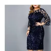 Plus Size Clothing For Women Midi Dress Mother Bride Groom Outfit Elegant Sequins Wedding Cocktail Party Summer 5xl 6xl