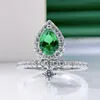 2021 1 создано Moissanite Emerald предложение о падении воды Кольцо для воды Дамы простой темперамент юбилейный подарок ювелирных изделий