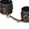 NXY Adult toys Brown Vintage Genuine Leather Handcuffs For Sex Bdsm Bondage Restraints Hand Cuffs Adult Games Sex Toys For Woman Couples 1202