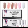 Graear Nail Polish Set 10 Sets verschillende kleuren 6 stks / set Solid Color 8ml UV Nagelgel Poolse Top Coat Base Coat FIQ2U Amuxy