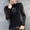 Bluse Frauen Perlen dünne weibliche Hemden Streetwear Hollow Out Langarm Wild S Kleidung plus Größe 7851 50 210427