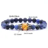 Styles Of Natural Stone Pave CZ Double Crown Charm Bracelet For Men&Women Bracelets Jewelry Pulseira Hombres Beaded, Strands