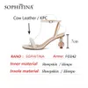 SOPHITINA White Summer Women Shoes Suede Leather Strange Heel Beautiful Pearl Fashion Solid Square Toe Dressing Sandals FO242 210513