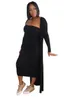 Fall Winter Clothes Plus Size 3XL Kvinnor Tracksuits Ytterkläder Cardigan + Strapless Dress Two Piece Set Solid Bodycon Dresses + Loose Coat 2pcs Black Outfits 5613