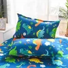 Cartoon Dinosaur Children Kids Bedding Set 4 Pieces Duvet Cover Set Girl Boy Cute Kawaii Quilt Cover Bed Sheet Linens Pillowcase H197z