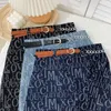 Sommer Mode Allgleiches Brief Denim Hohe Taille Abnehmen Rock Kurze A-line Tasche Hüfte Weibliche 210507