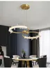 Lampadario di cristallo moderno per sala da pranzo Gold Circle Living Home Decoration Light Fixture Ring Cristal Led Bed Lamp