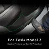 Tesla Model 3 2017-2021隠された保護4PCS /セットのための車の革の前後のリアドアのシル保護保護