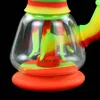 Glass bongs storage tobacco smoking water pipes vape 7.4'' unique shape silicone bong with packaging box