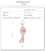 Tissu frais rose fleur gland chaîne voiture porte-clés pétale Imitation perles exquis porte-clés femme fille sac pendentif bibelot cadeau porte-clés